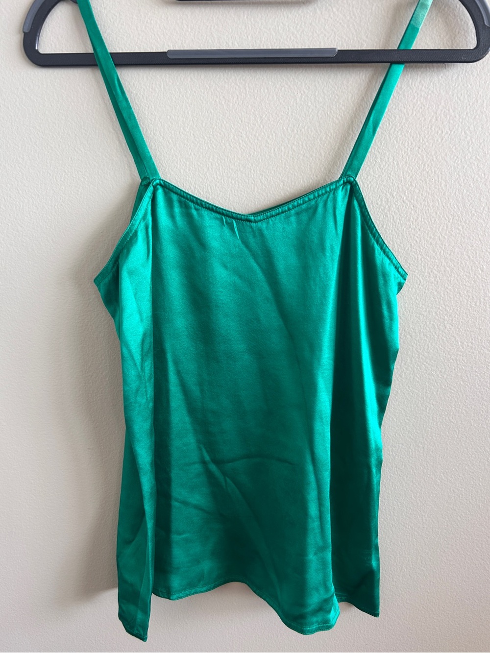 100% Silk Emerald Green Camisole | Vintage De Courtenay | Size S